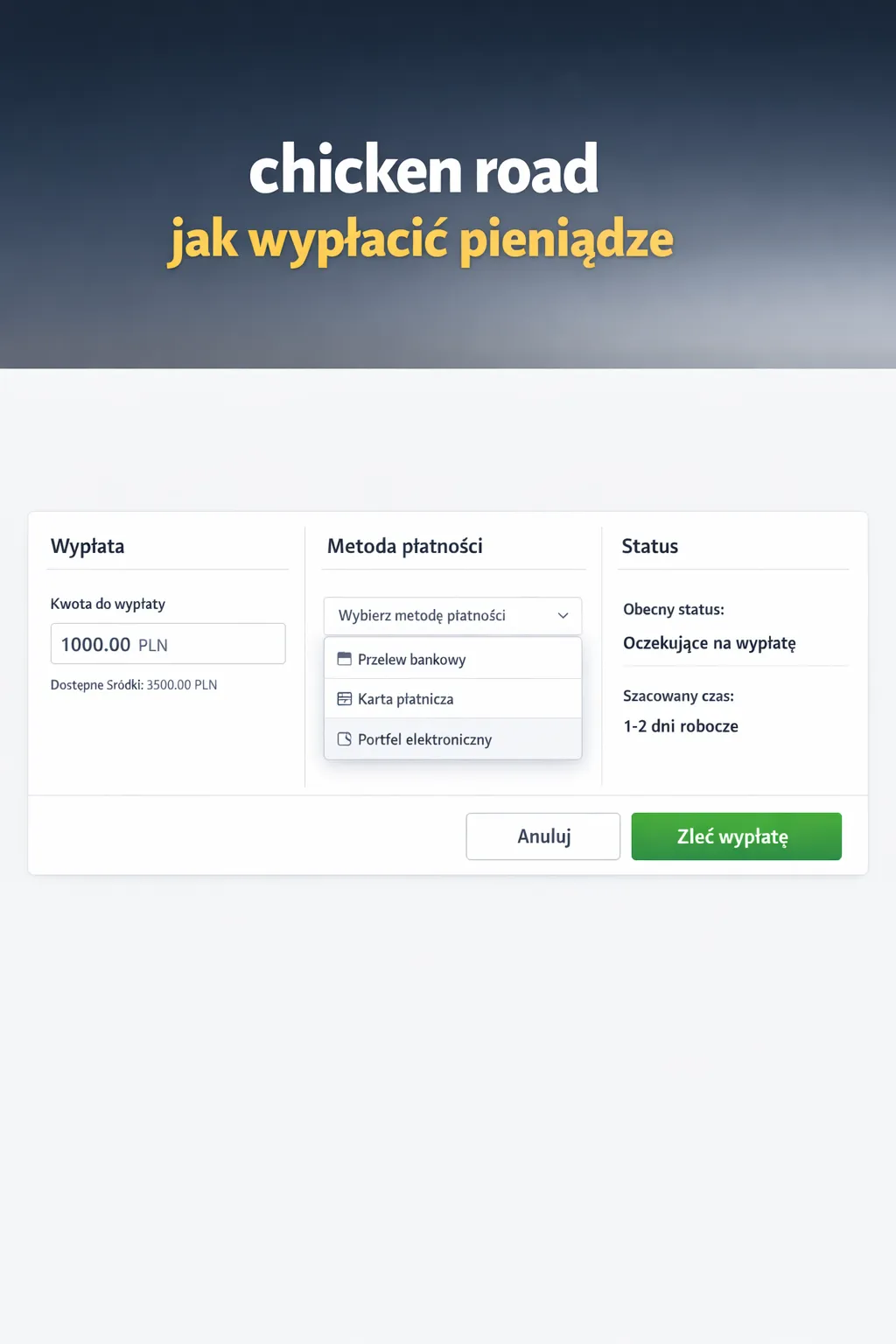 Chicken Road jak wypłacić pieniądze